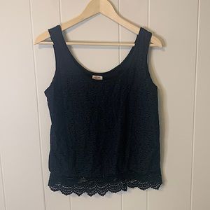 Mossimo Supply Co. Black Lace Tank Top Size Large